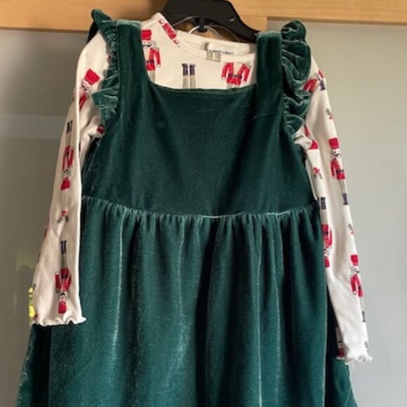 SAMMY + NAT Nutcracker Print Top And Green Velvet Dress  Set... Size 18-24 Month - Picture 1 of 5